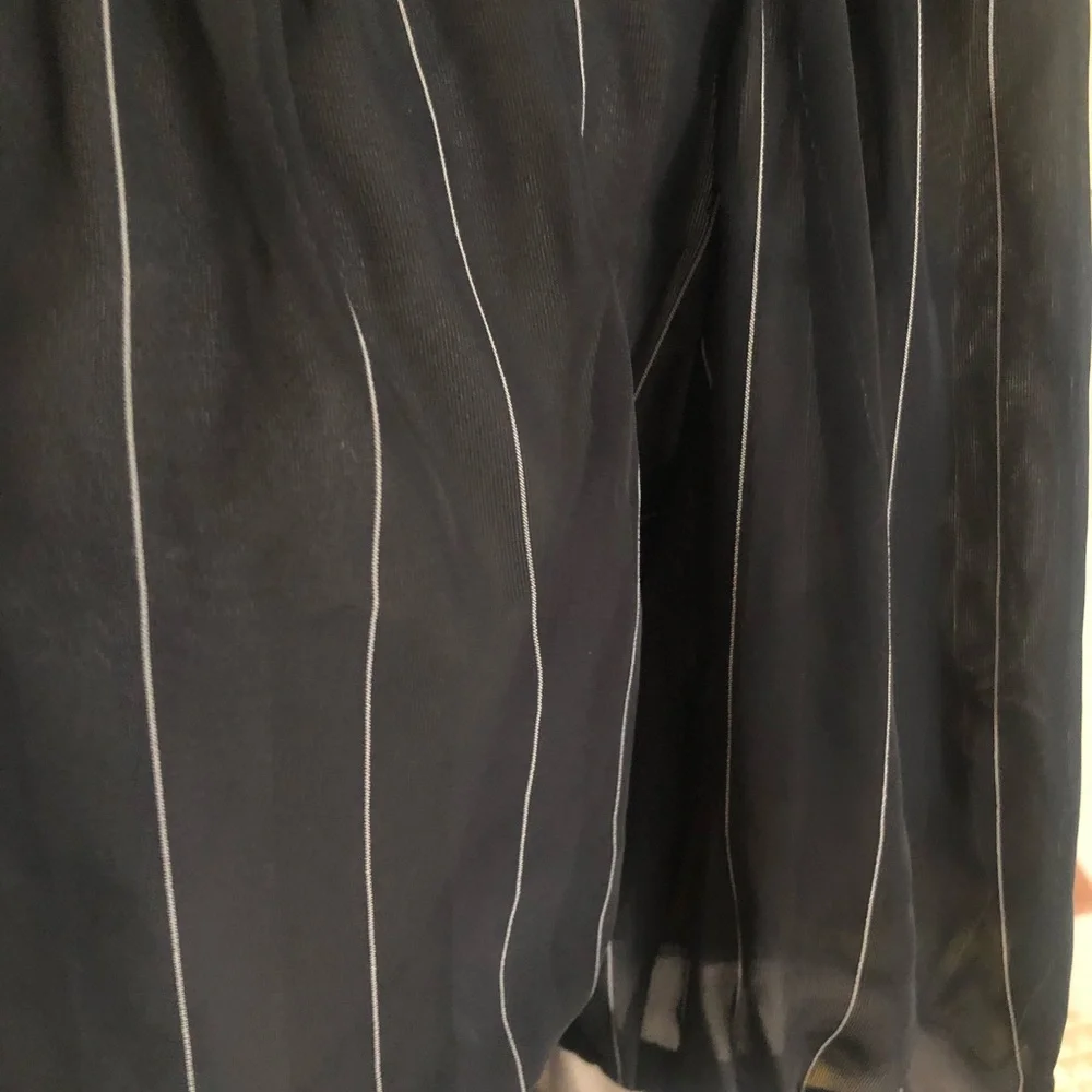 SOLD Vintage 1940s Style Dress Black White Stripe Sheer S M Rockabilly Pinup - Picture 5 of 6